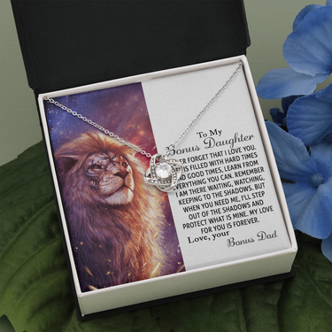 to my bonus daughter, step daughter gifts love knot necklace